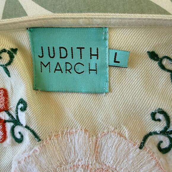 Judith March Womens Size L Boho Festival Long Kimono Embroided Birds Fringe - Picture 5 of 5